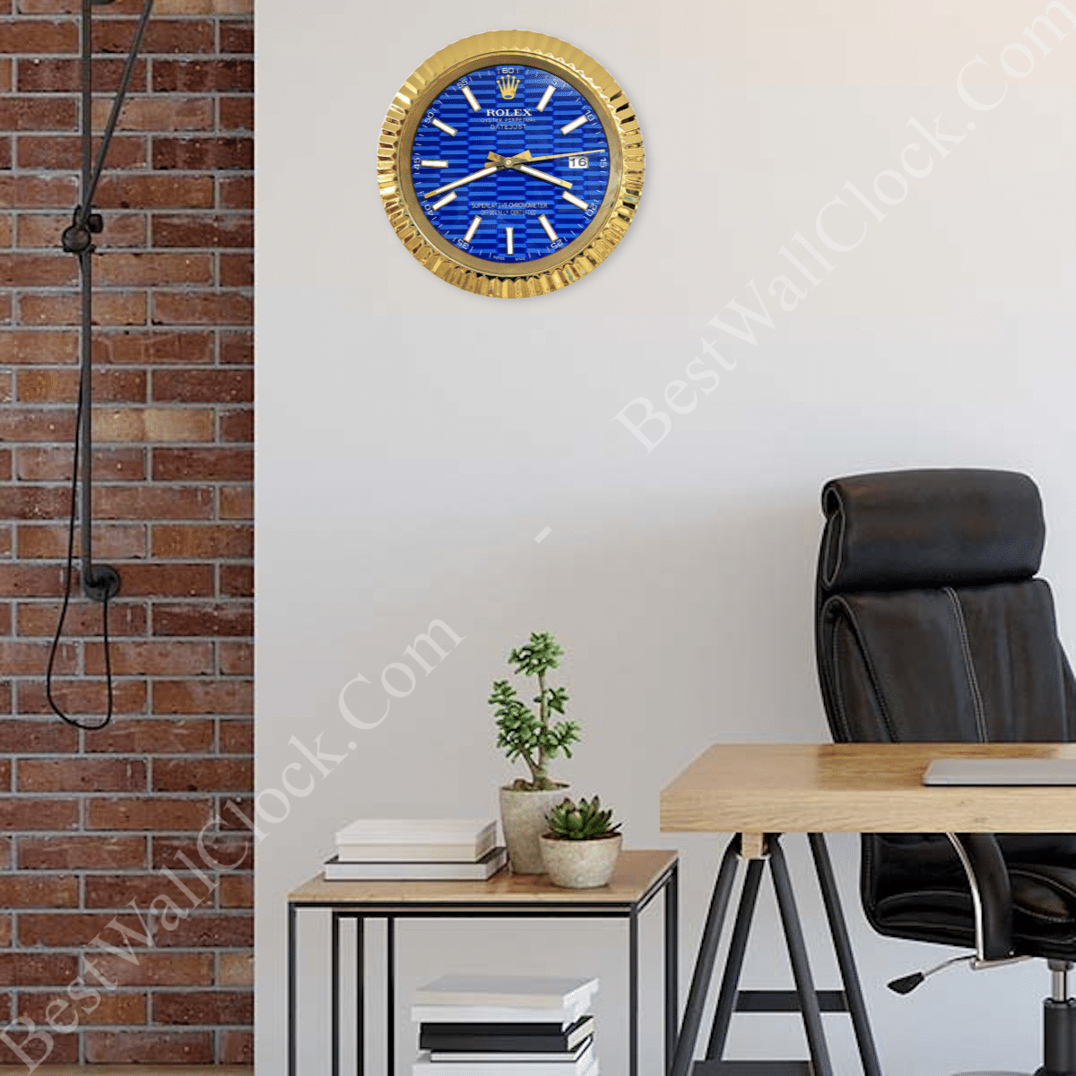 DATEJUST – ROSE GOLD – BLUE – 3 DELUXE METAL WALL CLOCK 35 CM