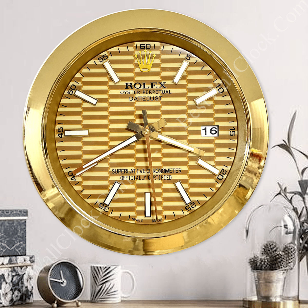 DATEJUST – GOLD – GOLD EDITION 35 CM DELUXE METAL WALL CLOCK