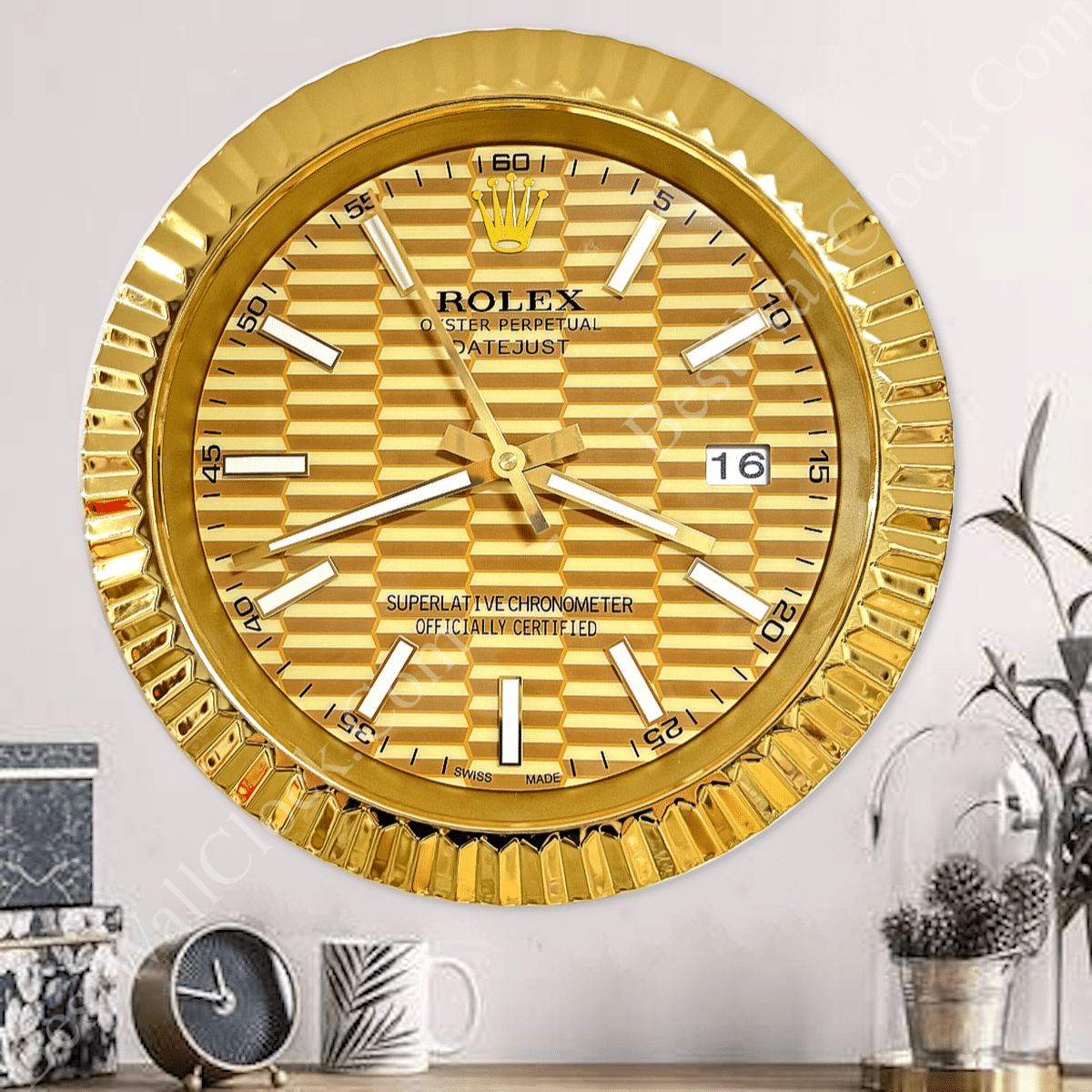 DATEJUST – ROSE GOLD – GOLD EDITION 35 CM DELUXE METAL WALL CLOCK