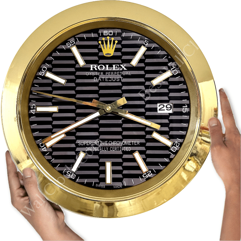 DATEJUST – GOLD-BLACK – 3 DELUXE METAL WALL CLOCK 35 CM