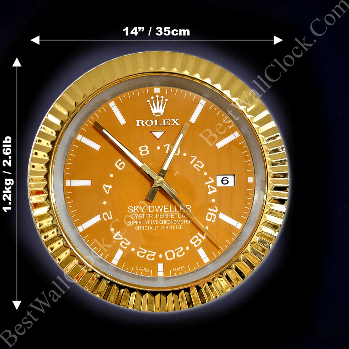 SKY DWELLER – ROSE GOLD – YELLOW EDITION 35 CM DELUXE METAL WALL CLOCK