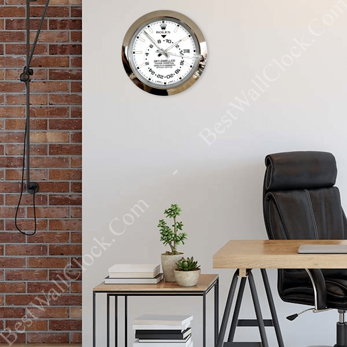 SKY DWELLER – SILVER – WHITE EDITION 35 CM DELUXE METAL WALL CLOCK