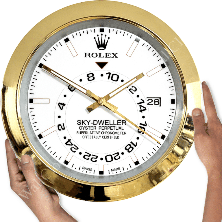 SKY DWELLER – GOLD – WHITE EDITION 35 CM DELUXE METAL WALL CLOCK