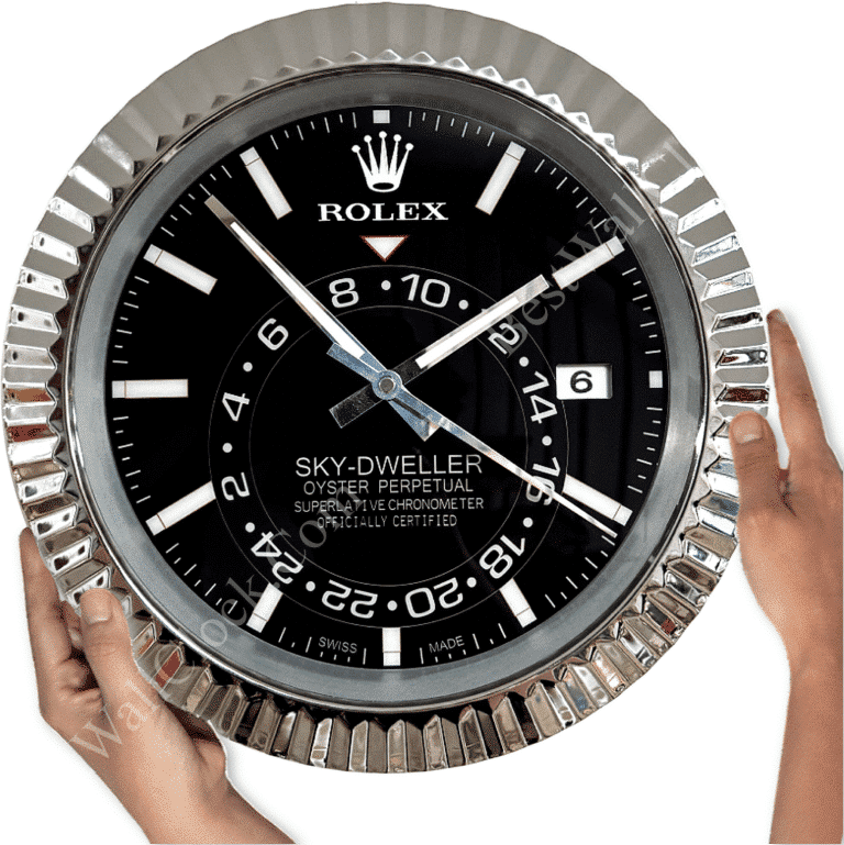 SKY DWELLER – ROSE SILVER – BLACK EDITION 35 CM DELUXE METAL WALL CLOCK