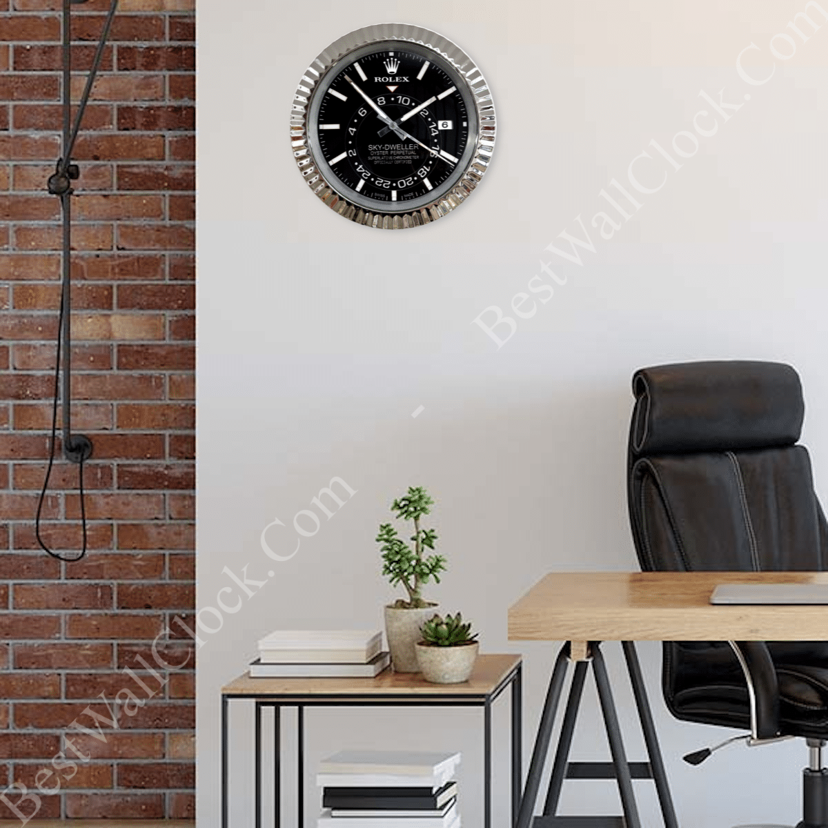 SKY DWELLER – ROSE SILVER – BLACK EDITION 35 CM DELUXE METAL WALL CLOCK