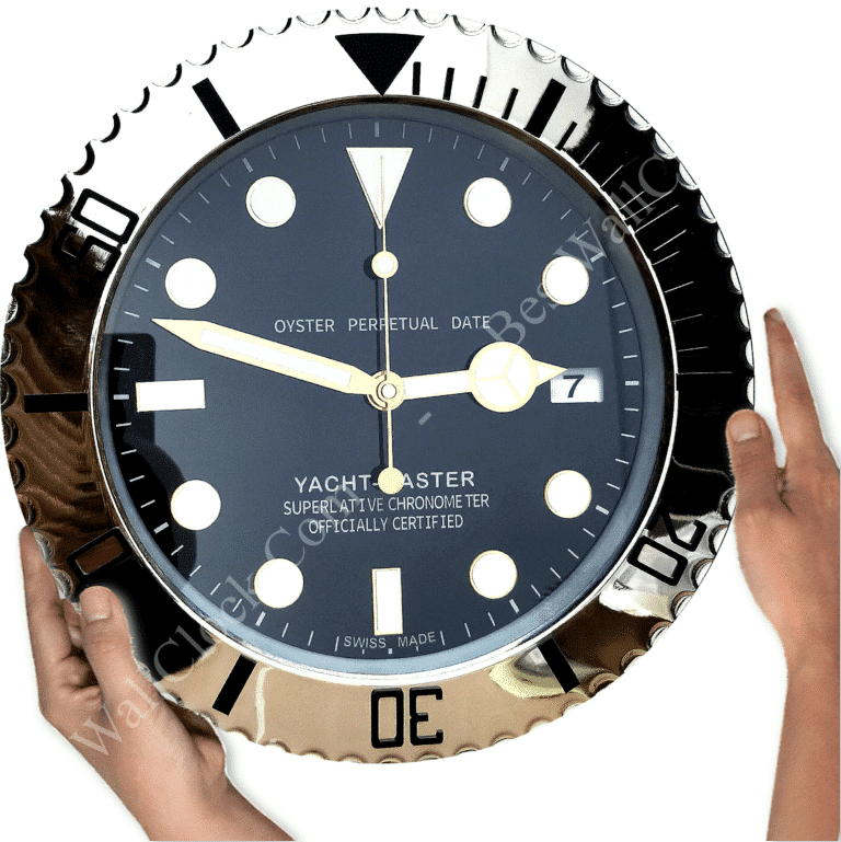 YATCH MASTER – SILVER – BLACK EDITION 35 CM DELUXE METAL WALL CLOCK