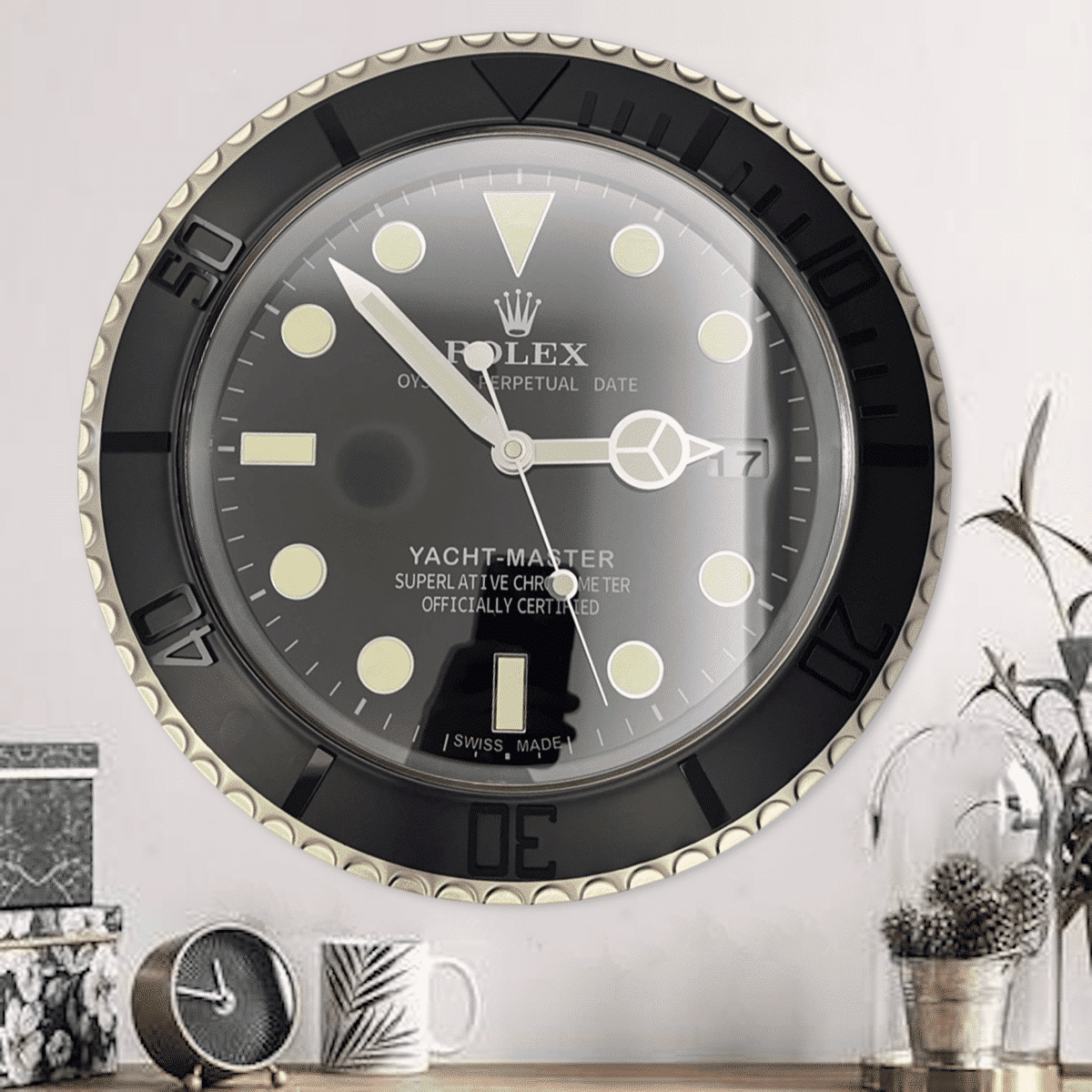 YATCH MASTER – BLACK – BLACK 2 DELUXE METAL WALL CLOCK 35 CM