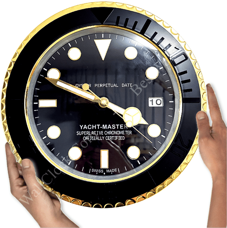 YATCH MASTER – GOLD & BLACK – BLACK EDITION 35 CM DELUXE METAL WALL CLOCK