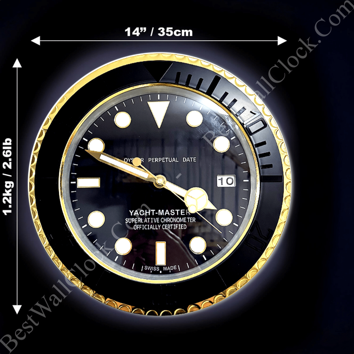 YATCH MASTER – GOLD & BLACK – BLACK EDITION 35 CM DELUXE METAL WALL CLOCK