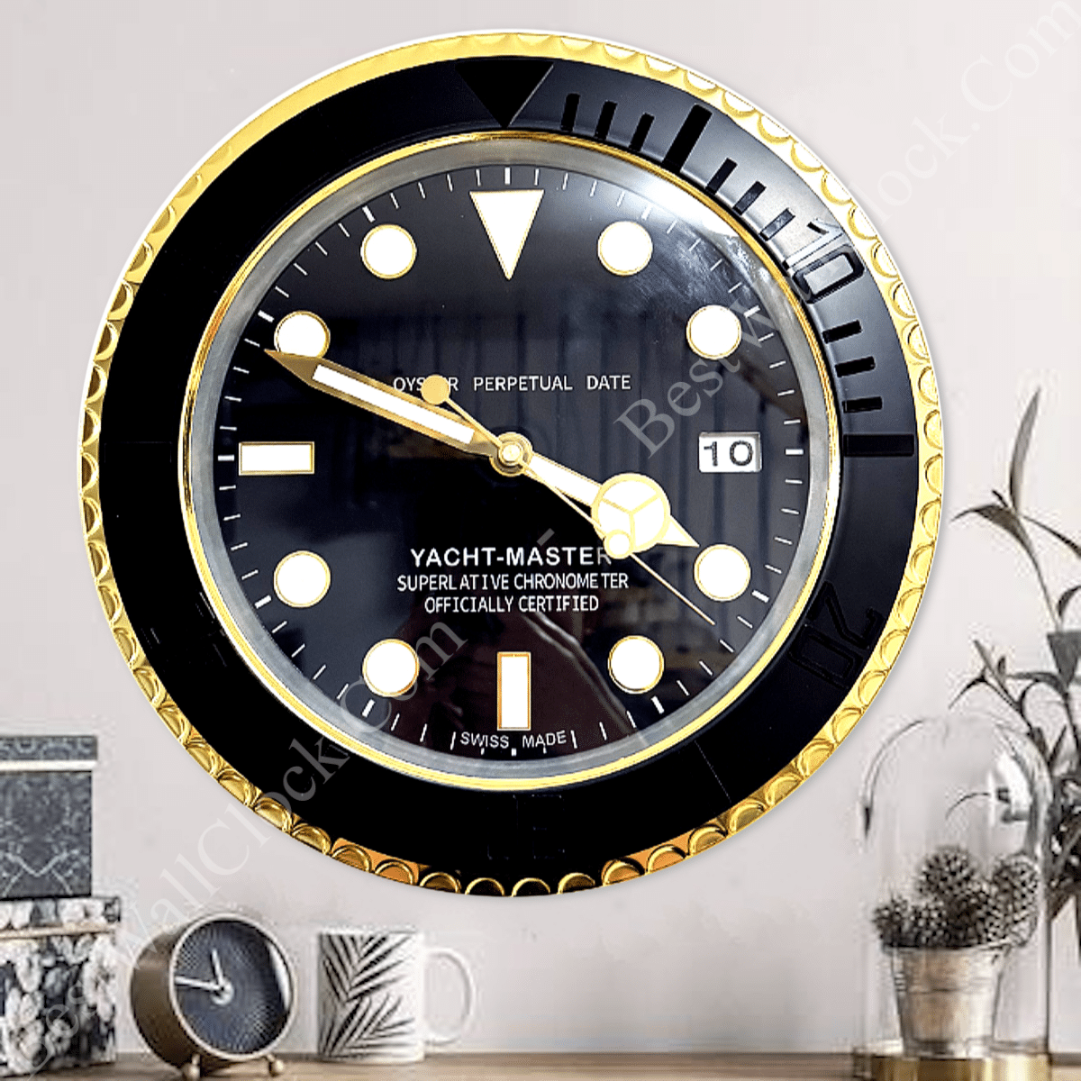 YATCH MASTER – GOLD & BLACK – BLACK EDITION 35 CM DELUXE METAL WALL CLOCK