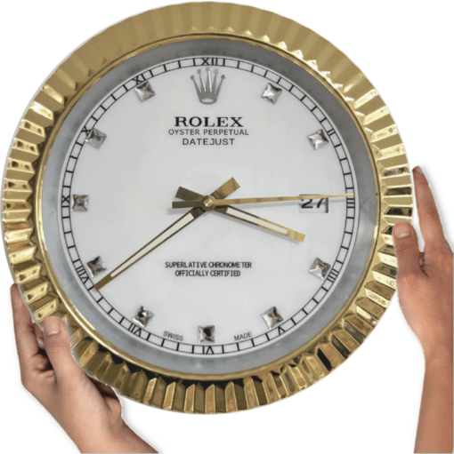 DATEJUST – ROSE GOLD-WHITE – 3 DELUXE METAL WALL CLOCK 35 CM