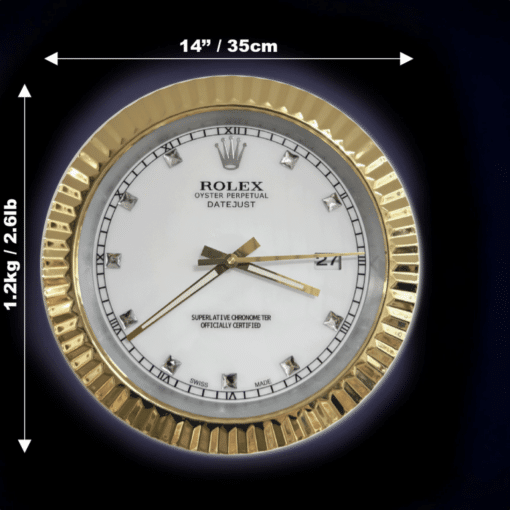 DATEJUST – ROSE GOLD-WHITE – 3 DELUXE METAL WALL CLOCK 35 CM