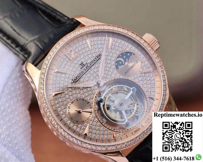 Jaeger-Lecoultre Master Complication Functions Tourbillon 18K Rose Gold Diamonds Dial-Rep Time Watches
