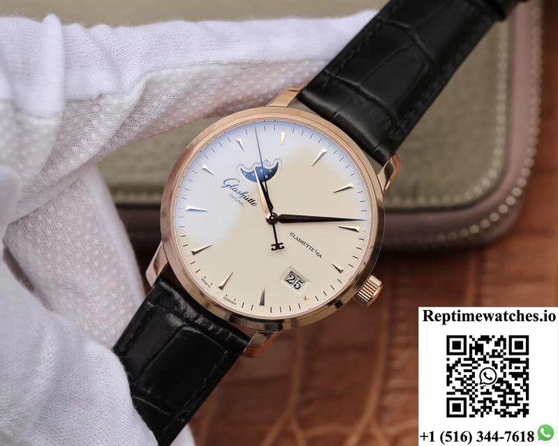 Glashutte Original Senator 1-36-04-04-02-01 Moonphase 18K Rose Gold White Dial-Rep Time Watches