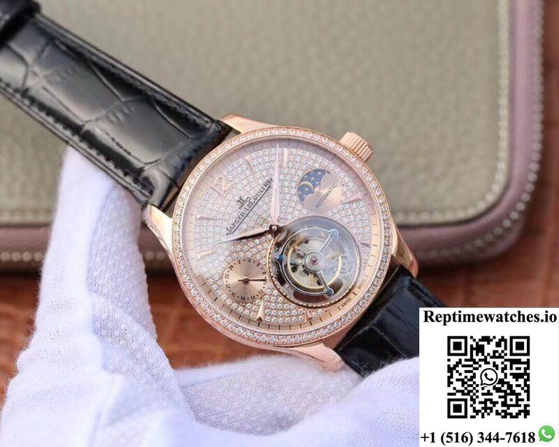 Jaeger-Lecoultre Master Complication Functions Tourbillon 18K Rose Gold Diamonds Dial-Rep Time Watches