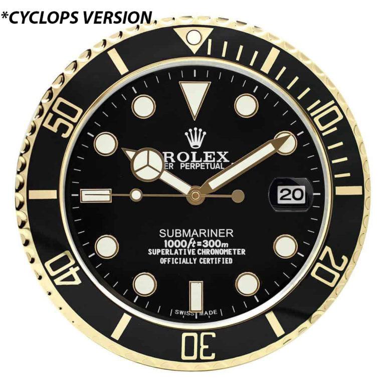 ROLEX WALL CLOCK – SUBMARINER GOLD – RL-49 EDITION – DELUXE 35 CM METAL WALL CLOCK