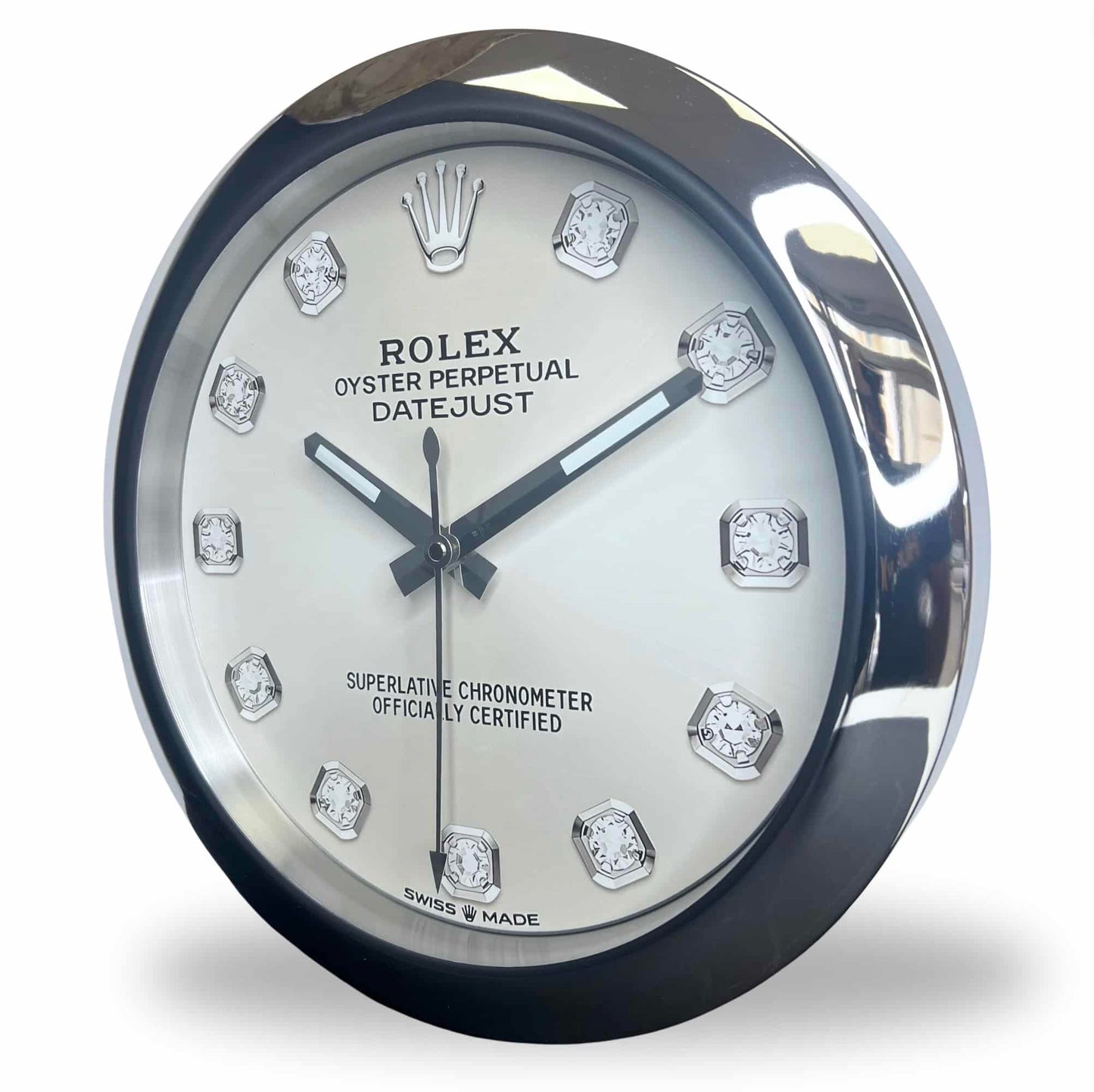 OYSTER PERPETUAL GREY DIAMOND EDITION 35 CM DELUXE METAL WALL CLOCK