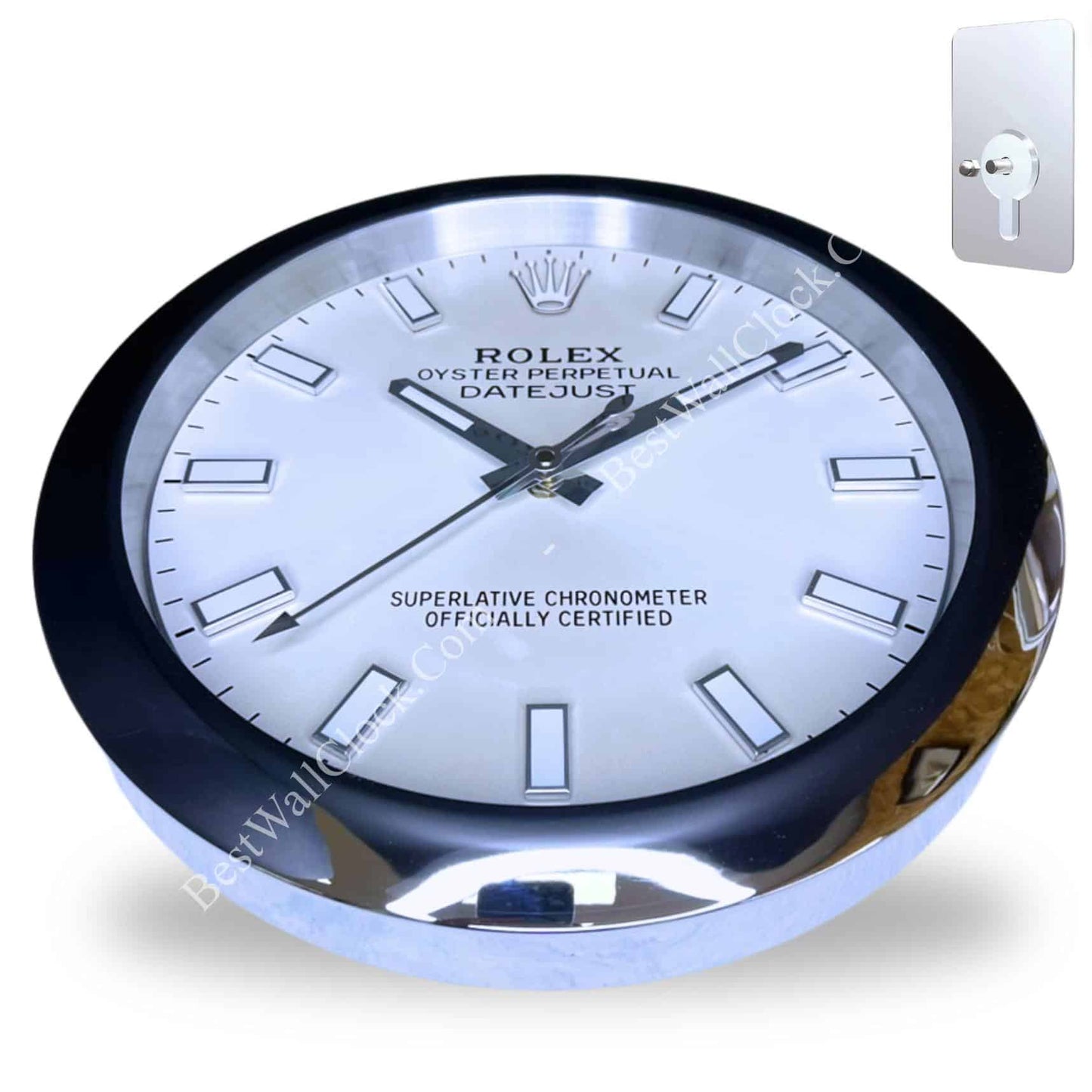 OYSTER PERPETUAL – ‘ARGENTÉ’ EDITION 35 CM DELUXE METAL WALL CLOCK