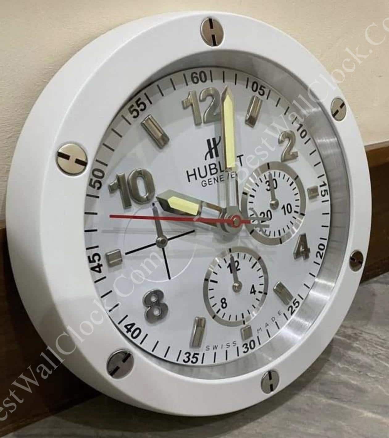 HUBLOT WHITE WALL CLOCK EDITION 35 CM DELUXE METAL WALL CLOCK