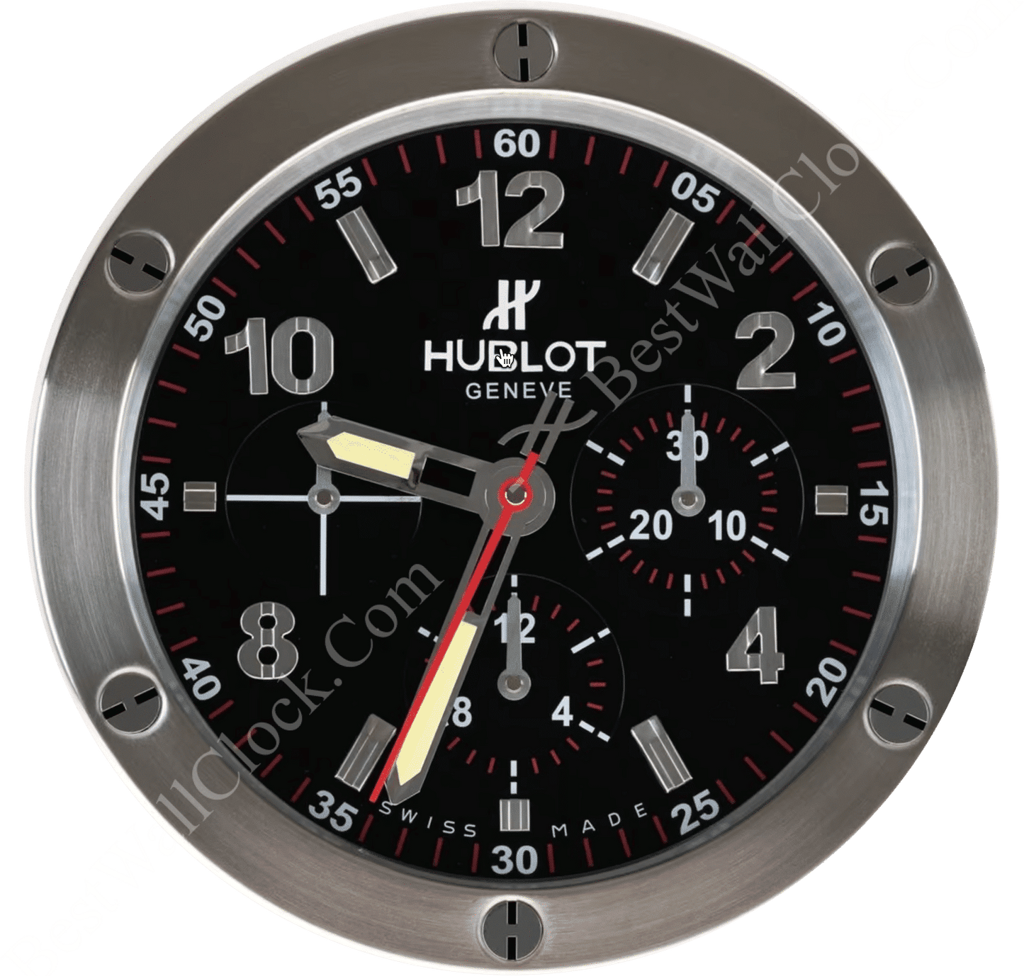 <STRONG>HUBLOT BLACK/SILVER DELUXE METAL WALL CLOCK 35 CM</STRONG>