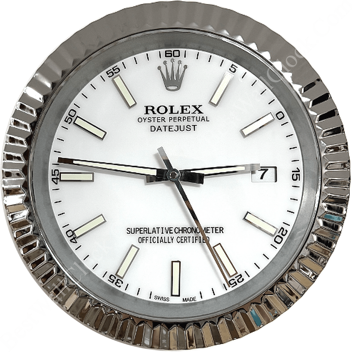DATEJUST – ROSE SILVER – WHITE – 2 EDITION 35 CM DELUXE METAL WALL CLOCK
