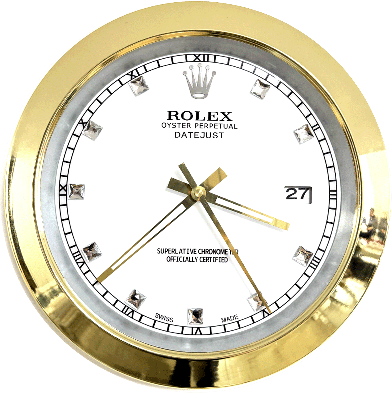 DATEJUST – GOLD-WHITE – 4 DELUXE METAL WALL CLOCK 35 CM