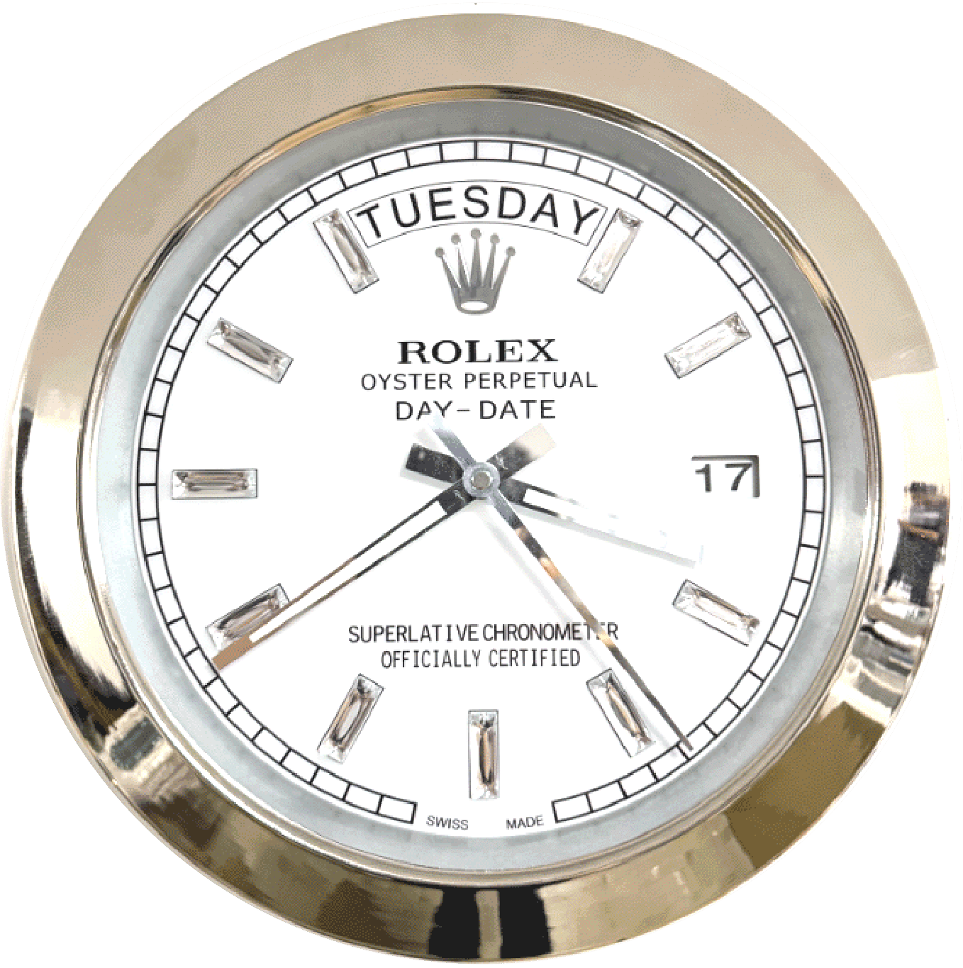 DATEJUST – SILVER – WHITE – 5 DELUXE METAL WALL CLOCK 35 CM