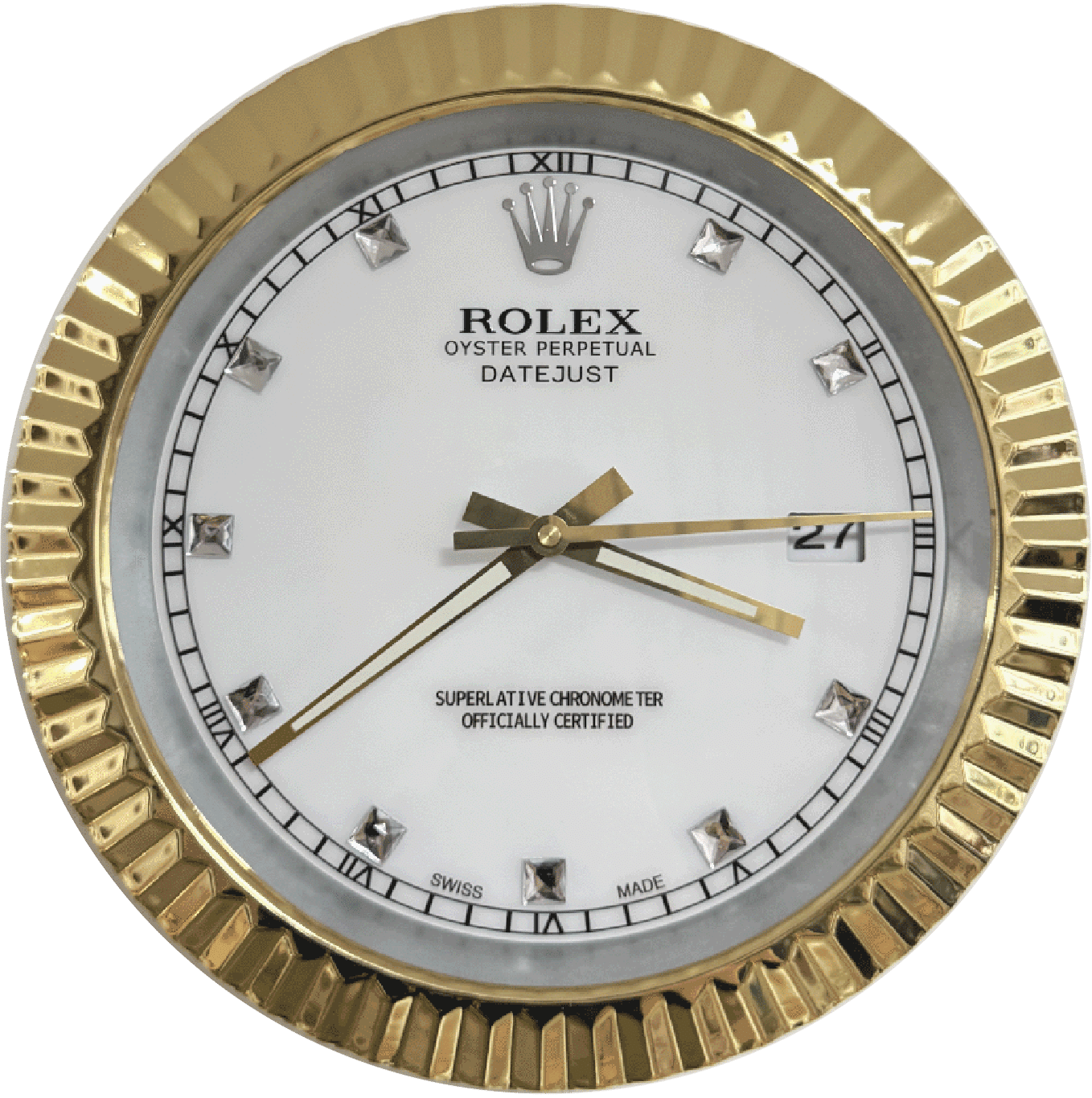 DATEJUST – ROSE GOLD-WHITE – 3 DELUXE METAL WALL CLOCK 35 CM