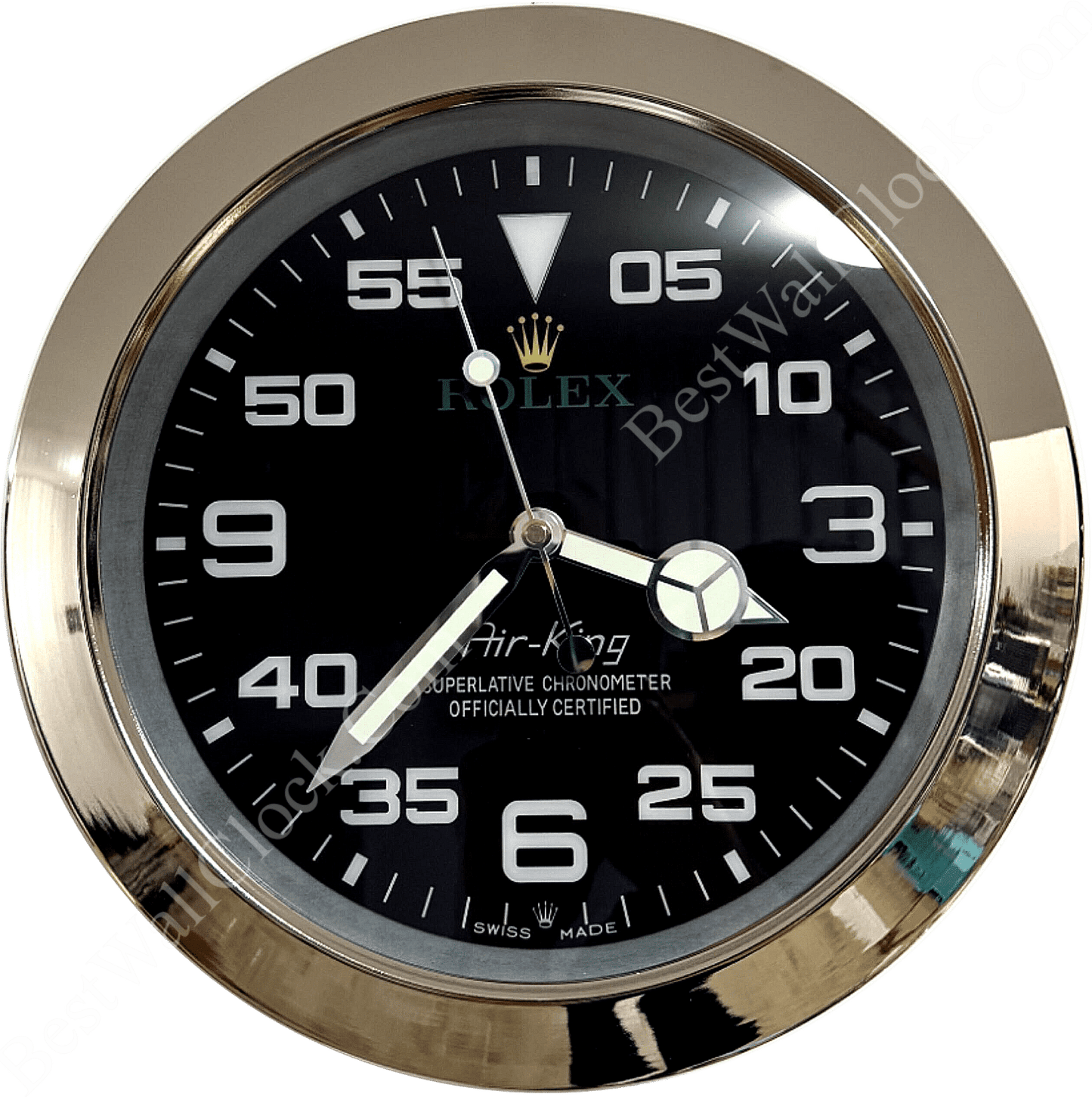 AIRKING – SILVER – BLACK EDITION 35 CM DELUXE METAL WALL CLOCK