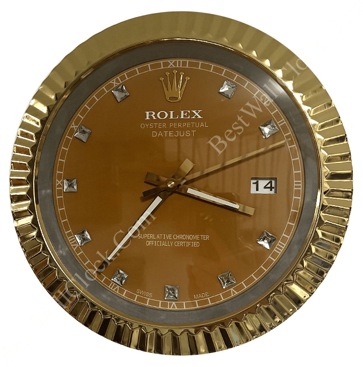 DATEJUST – ROSE GOLD – YELLOW EDITION 35 CM DELUXE METAL WALL CLOCK