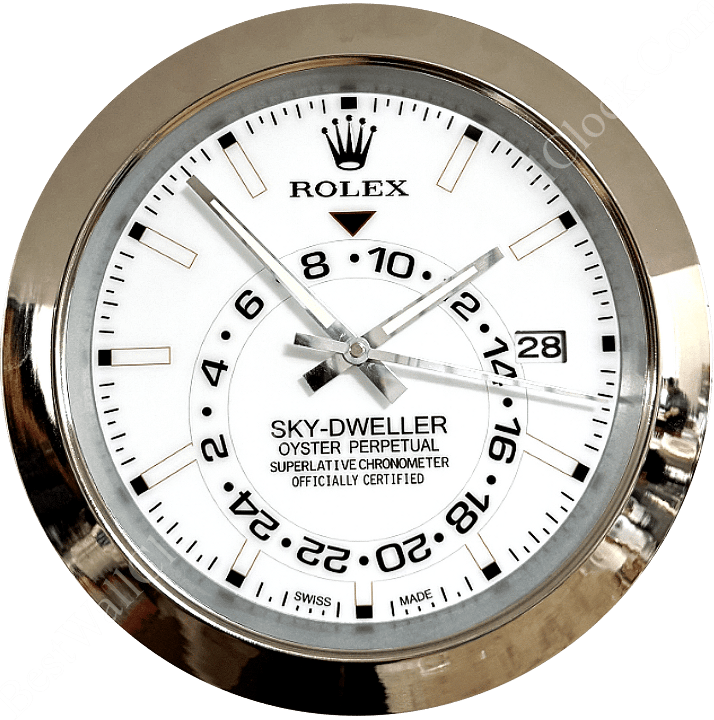 SKY DWELLER – SILVER – WHITE EDITION 35 CM DELUXE METAL WALL CLOCK
