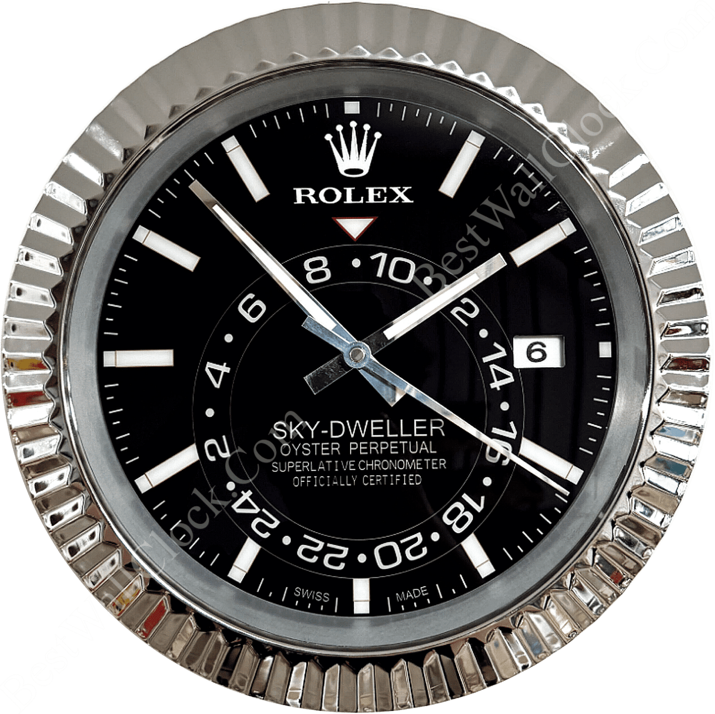 SKY DWELLER – ROSE SILVER – BLACK EDITION 35 CM DELUXE METAL WALL CLOCK