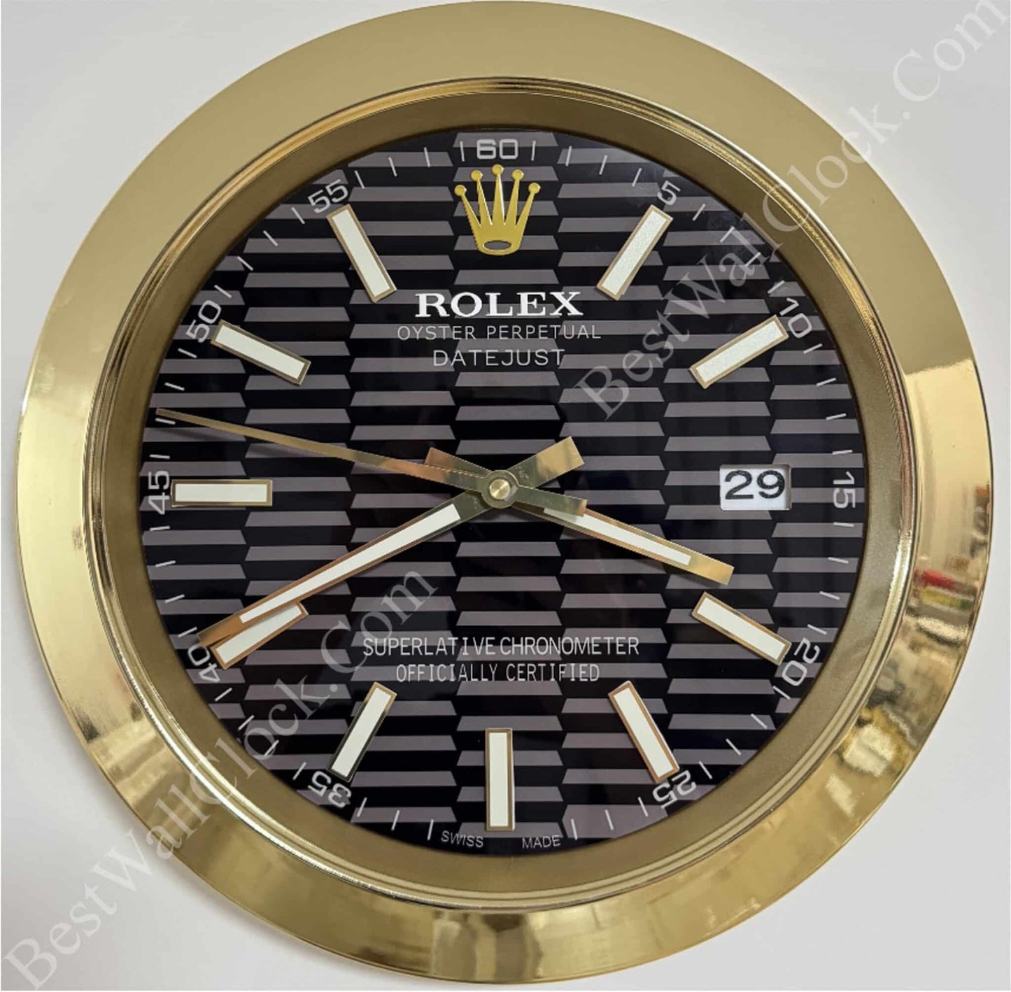 DATEJUST – GOLD-BLACK – 3 DELUXE METAL WALL CLOCK 35 CM