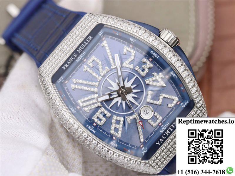 Franck Muller Vanguard V45.Sc.Dt.Ac.Bl Blue Dial-Rep Time Watches