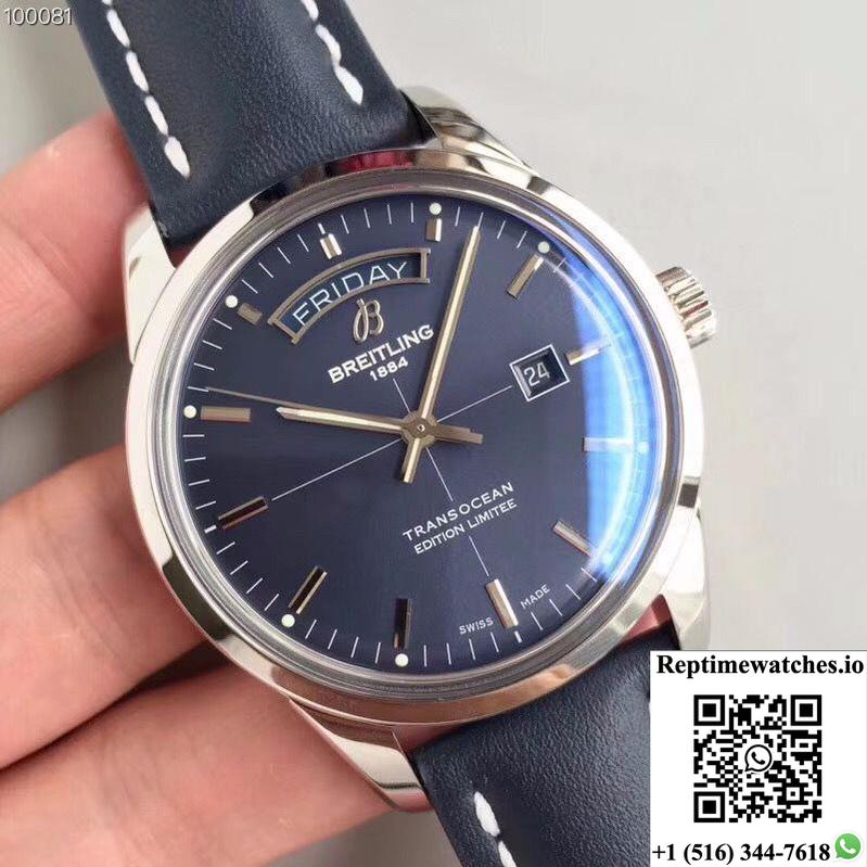 Breitling Transocean Day Date A453109T/C921/731P/A20Ba.1 Blue Dial-Rep Time Watches
