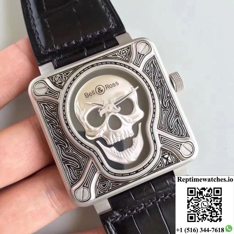 Bell & Ross Br 01 Burning Skull Black Dial-Rep Time Watches