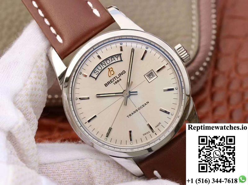 Breitling Transocean Day Date A4531012/G751/437X/A20Ba.1 V7 Silver Dial-Rep Time Watches