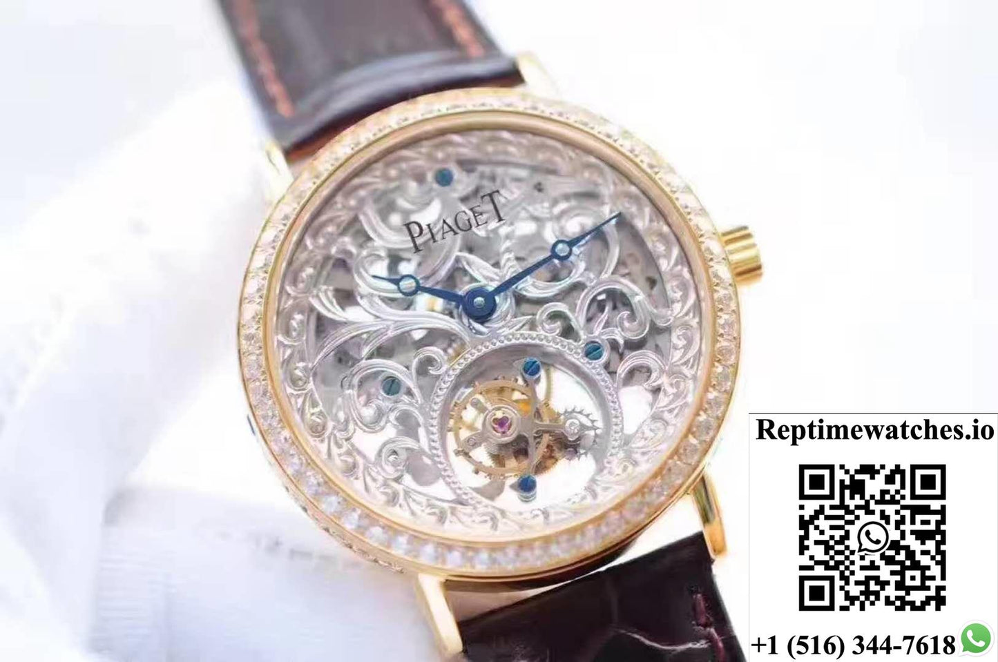 Piaget Tourbillon V6 Factory Carved Skeleton Dial-Rep Time Watches