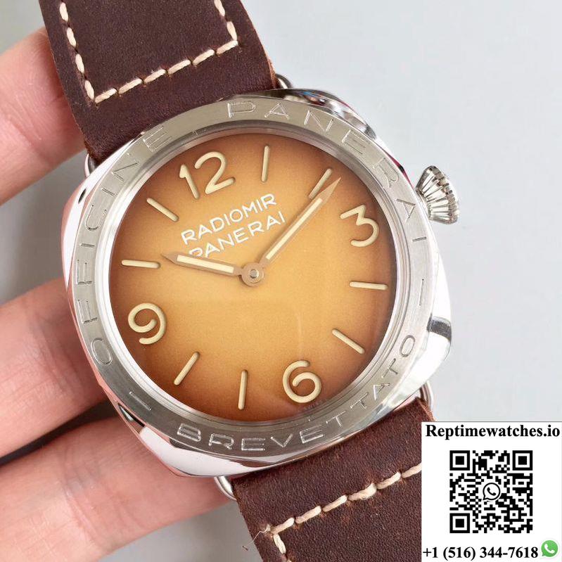 Panerai Radiomir 3 Days Acciaio Brevettato Pam687 Zf Factory Brown Dial-Rep Time Watches