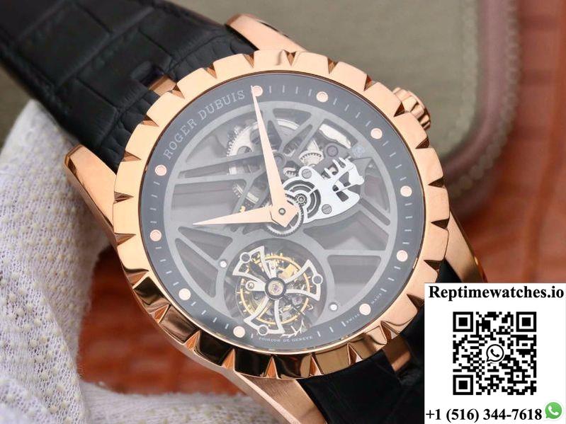 Roger Dubuis Excalibur Skeleton Flying Tourbillon Rddbex0392 Grey Skeleton Dial-Rep Time Watches
