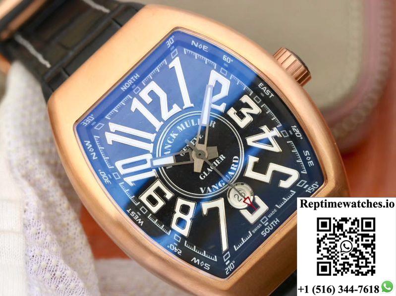 Franck Muller Vanguard V45-02 18K Rose Gold Black Dial-Rep Time Watches