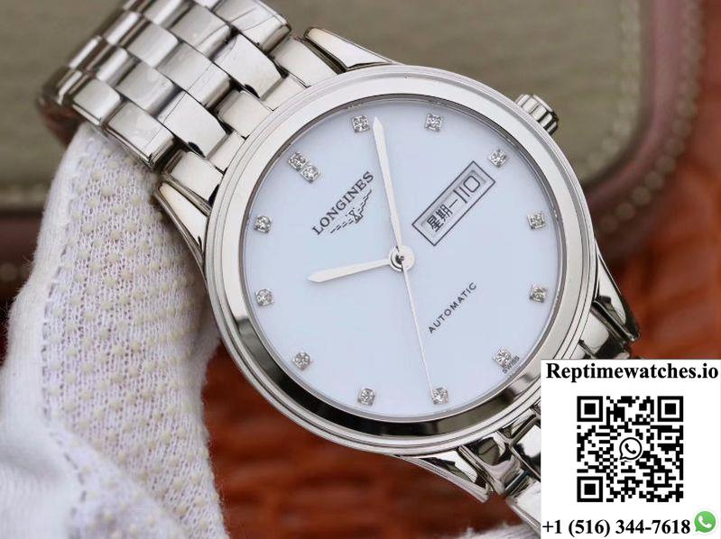 Longines Flagship Double Calendar L4.899.4.12.602 Gk Factory White Dial-Rep Time Watches