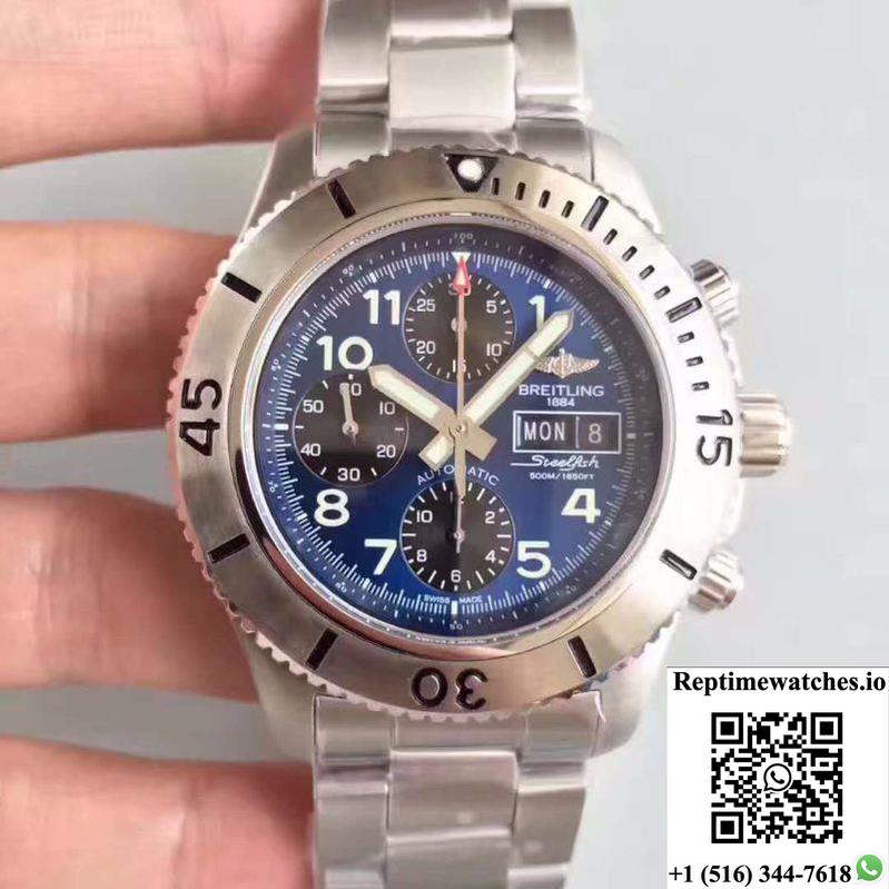 Breitling Superocean Chronograph Steelfish A13341C3/C893/227X/A20Basa.1 Blue Dial-Rep Time Watches