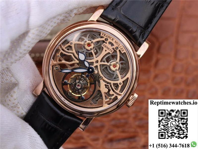 Franck Muller Giga Tourbillon 18K Rose Gold Skeleton Dial-Rep Time Watches