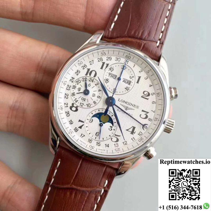 Longines Master Collection Moonphase Chronograph L2.673.4.78.3 Jf Factory White Dial-Rep Time Watches