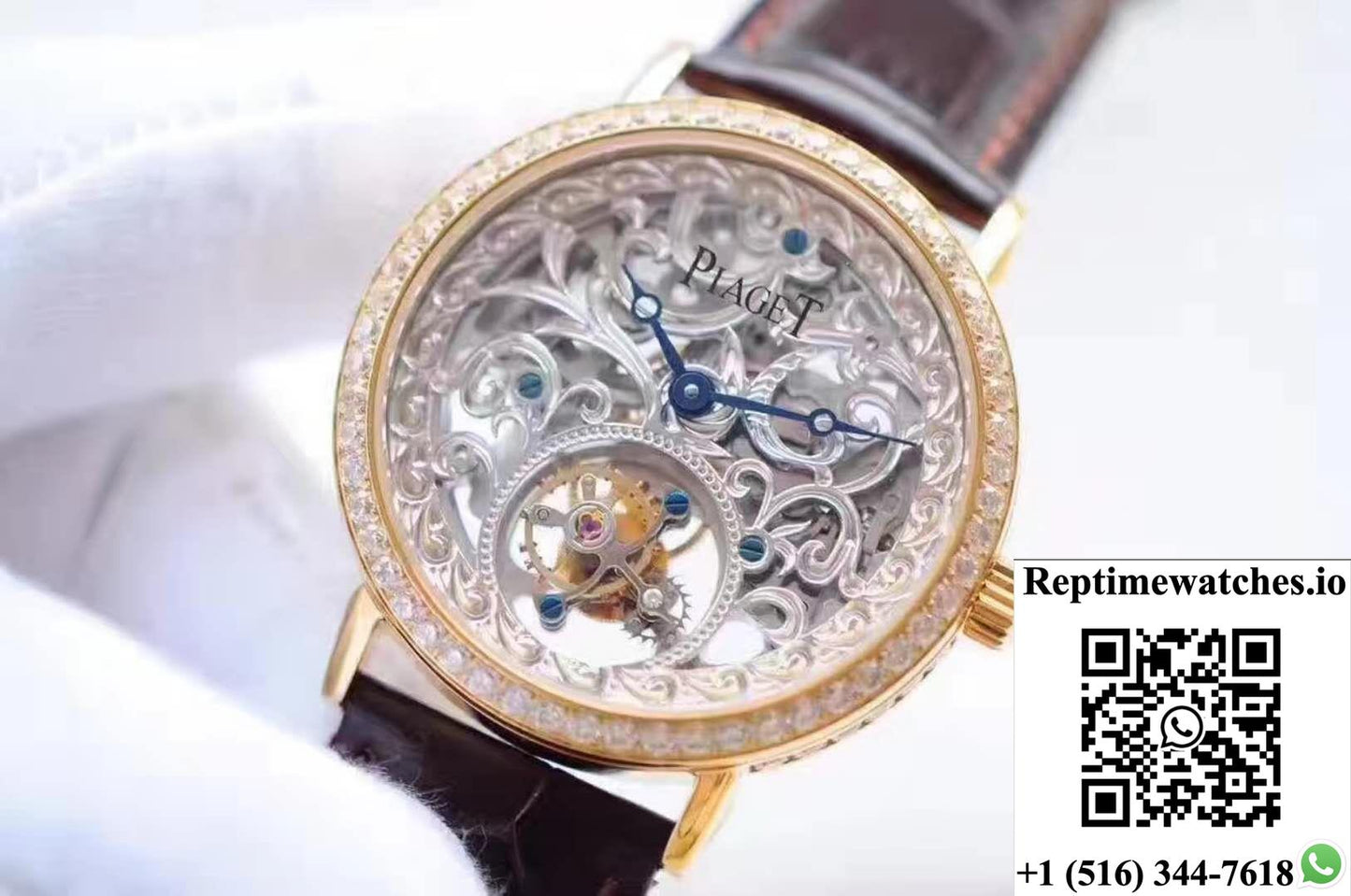 Piaget Tourbillon V6 Factory Carved Skeleton Dial-Rep Time Watches