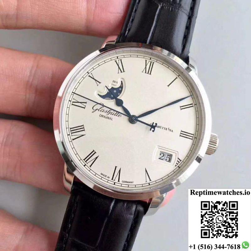 Glashutte Senator Panorama Date Moon Phase 100-04-32-12-04 Gf Factory White Dial-Rep Time Watches