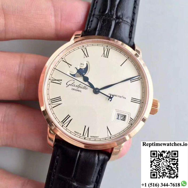 Glashutte Senator Panorama Date Moon Phase 100-04-32-15-04 Gf Factory White Dial-Rep Time Watches