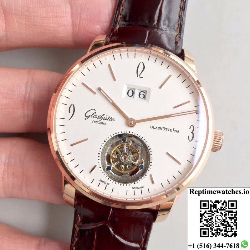 Glashutte Original Senator Excellence Tourbillon White Dial-Rep Time Watches