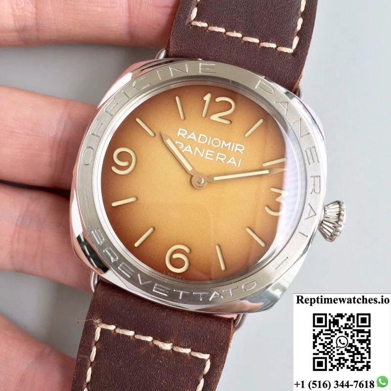 Panerai Radiomir 3 Days Acciaio Brevettato Pam687 Zf Factory Brown Dial-Rep Time Watches